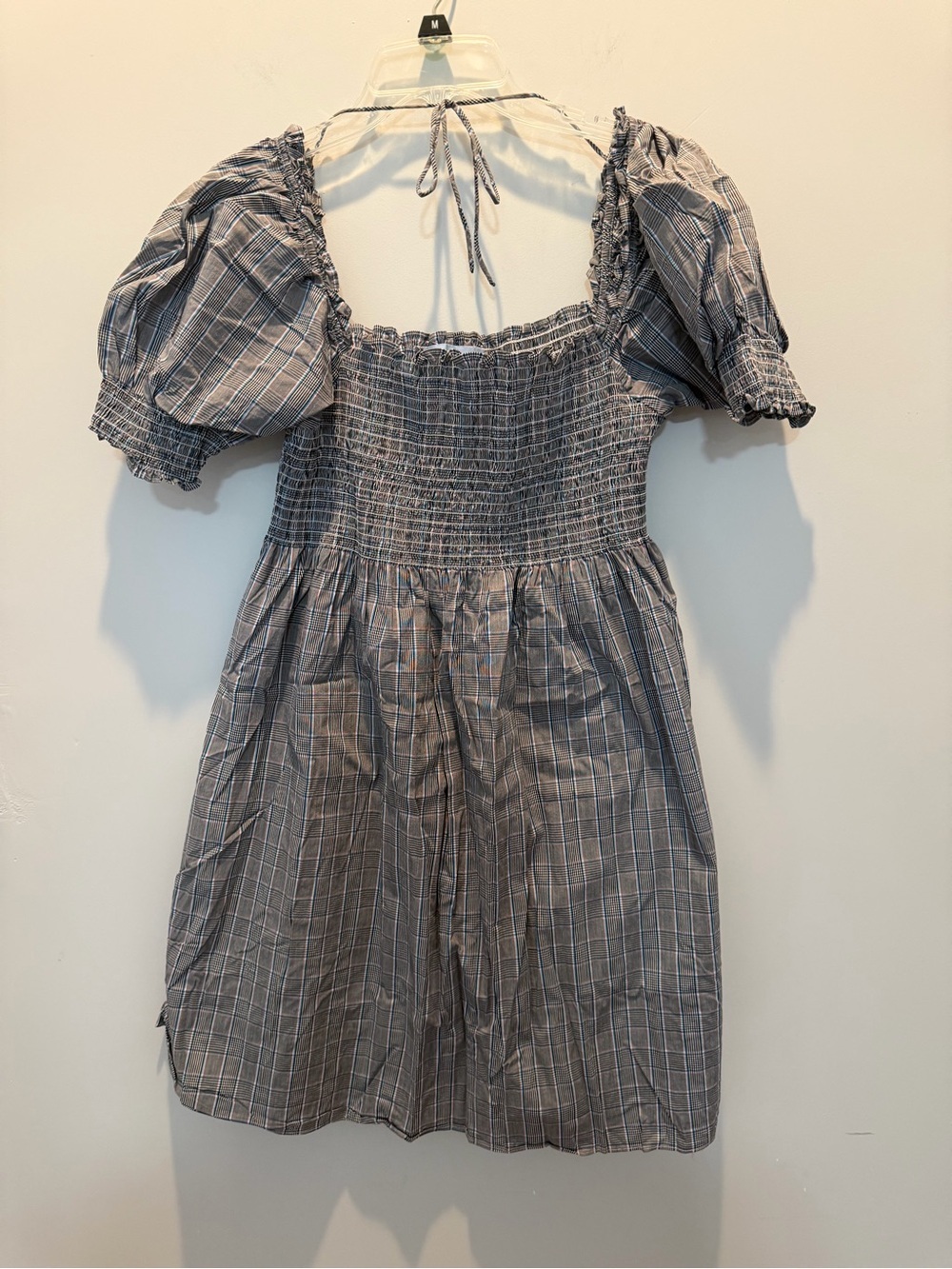 Hill House Gray-Blue Plaid Smocked Mini Dress - Picture 2 of 6